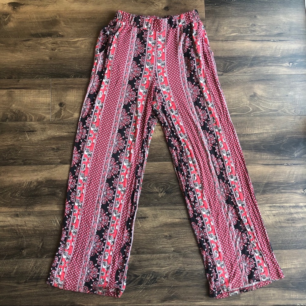 H&M boho patterned flowy wide leg pants